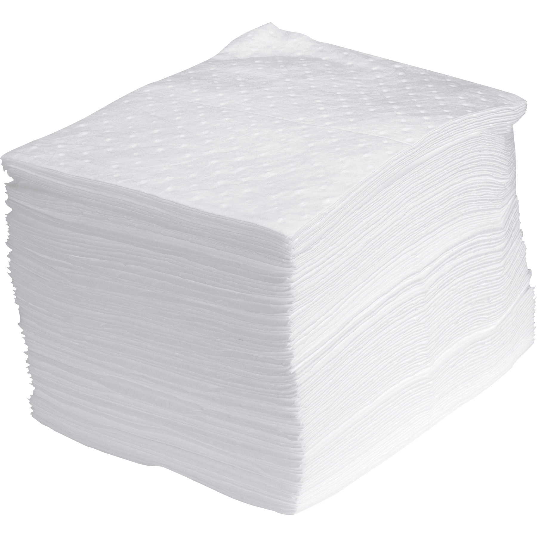 15" x 18" Medium-Weight Oil Absorbent Pads, Sonic Bonded, White (100 pads/bag)