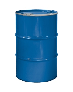 55 Gallon Coleman Blue Steel Drum, Reconditioned, Unlined, Cover w/Lever Lock Ring, 2" & 3/4" Fittings