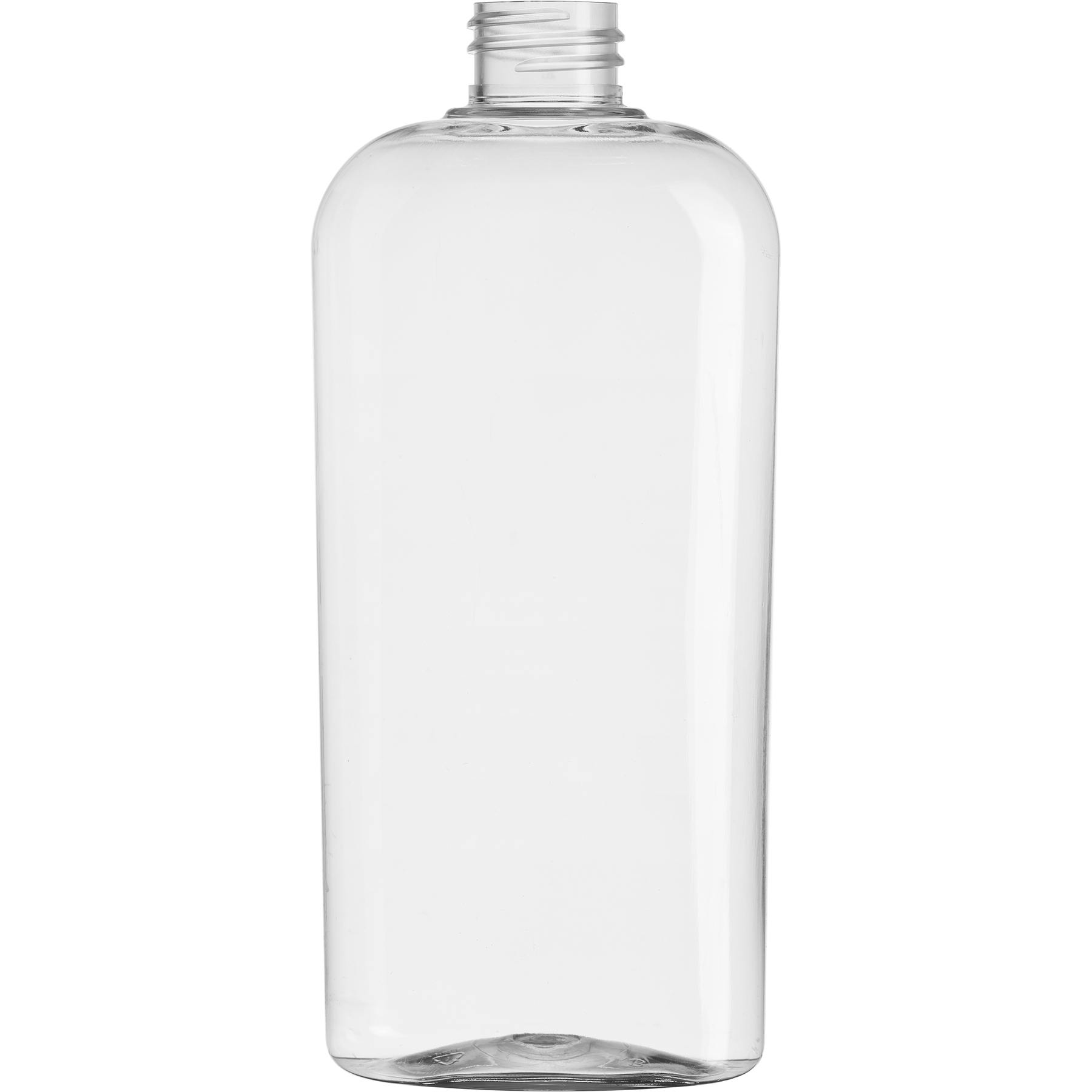 20 oz. Clear PET Plastic Ribbed Oval Bottle, 28mm 28-410