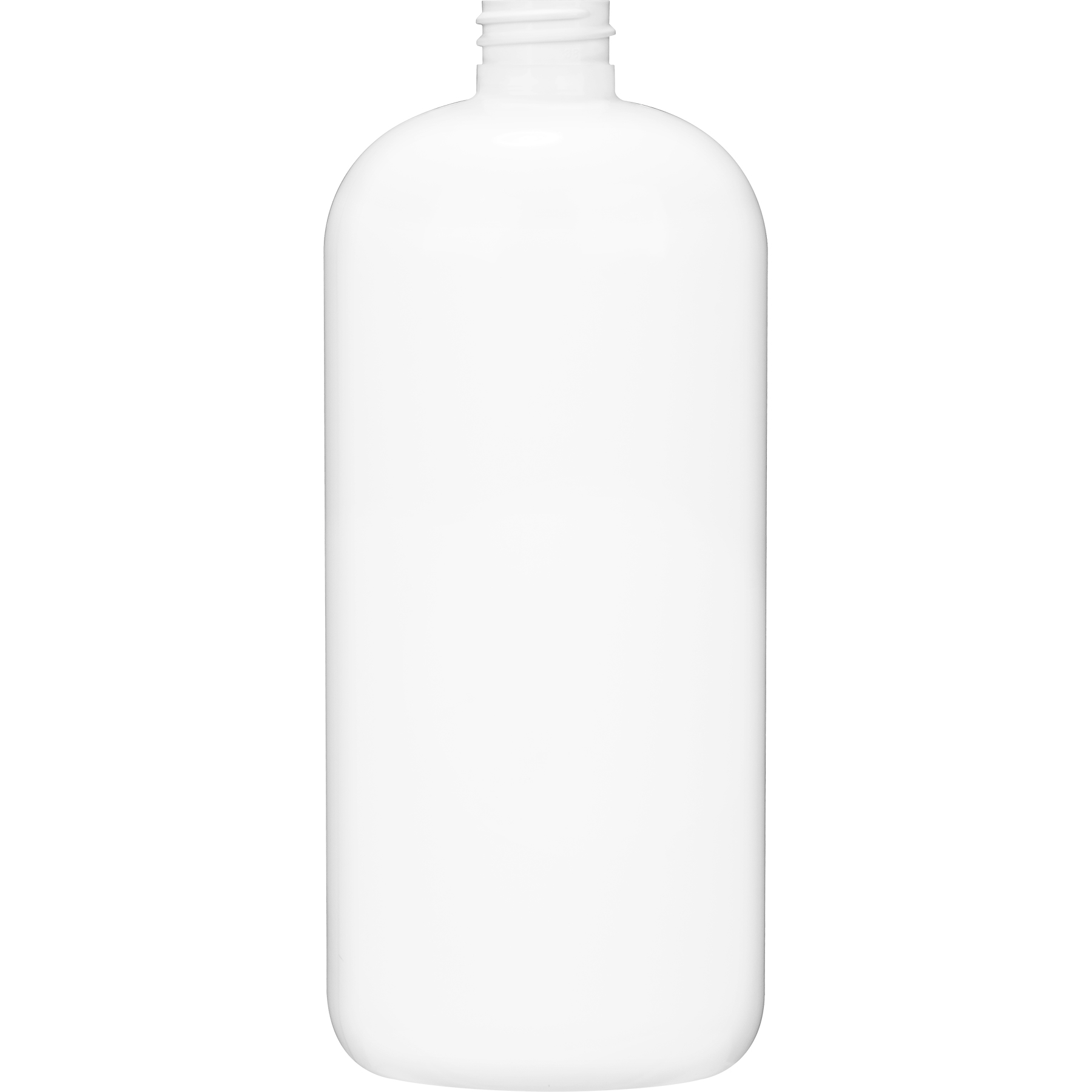 32 oz. White PET Plastic Boston Round Bottle, 28mm 28-410