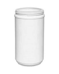 32 oz. White HDPE Plastic Canister, 89mm 89-400, front view, top view