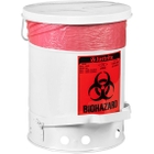 6 Gallon White Biohazard Waste Can, Foot-Operated Self-Closing SoundGard&trade; Cover