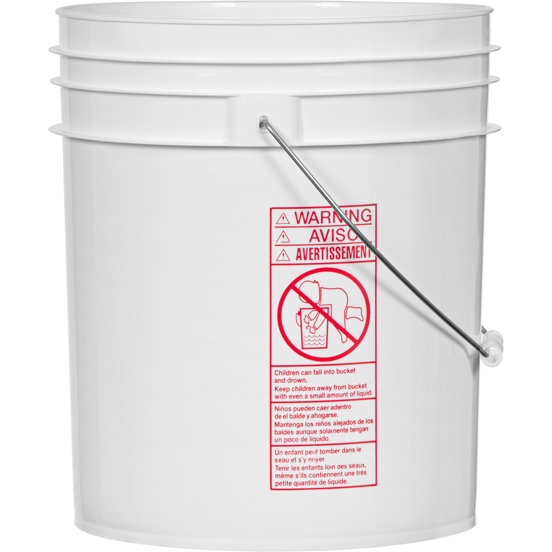 4 Gallon White Plastic Pail w/Metal Handle, Reconditioned