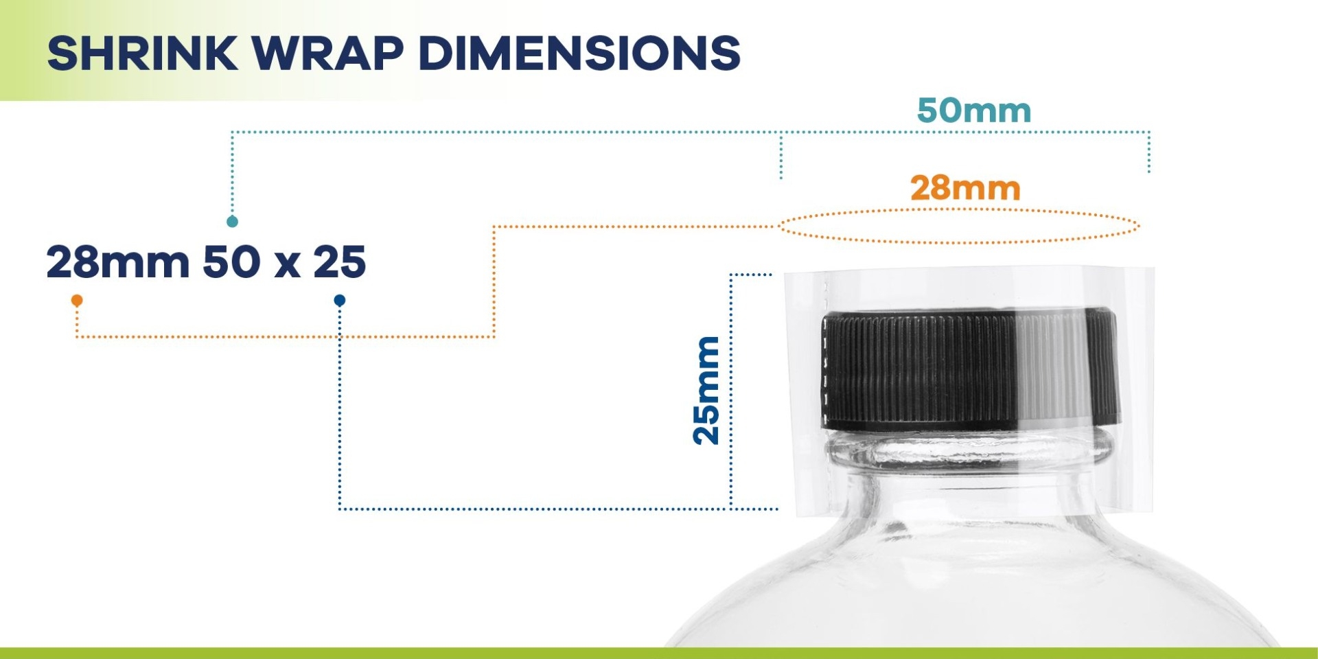 Shrink Wrap Dimensions Visual to Fit on Caps