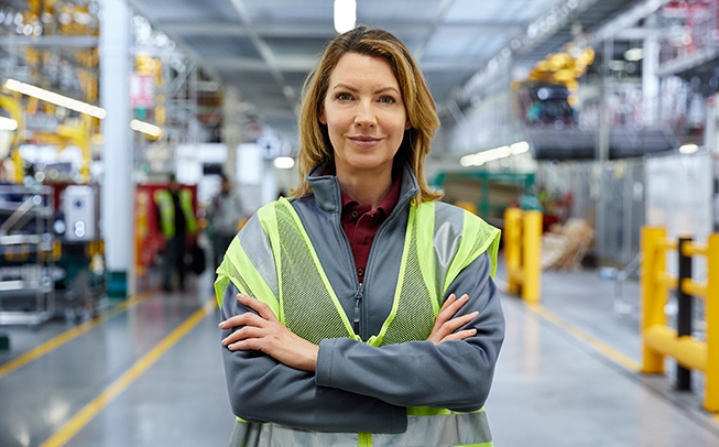 Woman in manufacturing facility