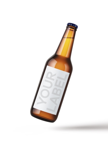 Beer bottle with example label.