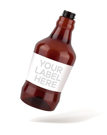 Beer bottle with example label.
