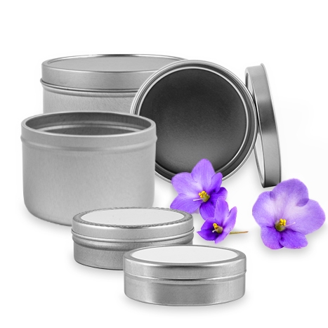 Metal skincare containers.